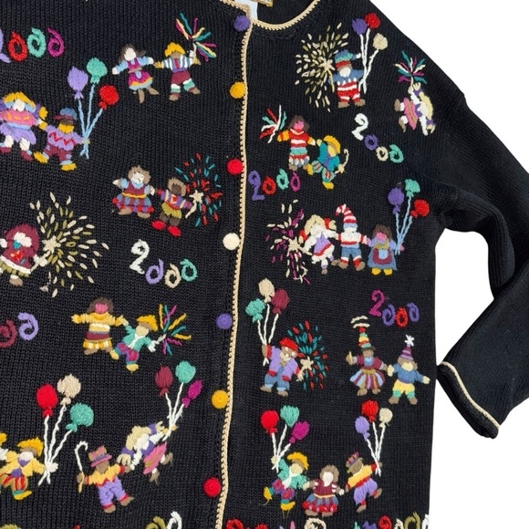 Y2K New Year's Millennium Vintage Christmas Holiday Ugly Sweater Women’s S 2000 - Picture 7 of 16